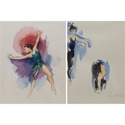 Lesley Fotherby (British 1946-): 'Cath Stretching and Bending' and 'Morgan - Study I', two watercolours signed, titled verso on gallery labels 27cm x 19cm and 25cm x 20cm (2)
Provenance: purchased by the vendor from Chris Beetles, London