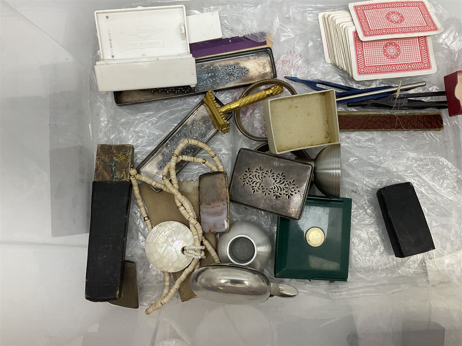 Silver and mother of pearl folding fruit knife together with a similar silver folding button hook, 19th century surgical knife in tortoiseshell cases by Krohne & Sesemann and three Hohner harmonicas, quantity of vintage child's games and toys to include cards, puzzles and misc, Rudyard Kipling, Wood's Illustrated Natural History, Twenty Poems from Rudyard Kipling First published in 1918 Methuen & Co Ltd, London, 1958 Observer cutting etc 