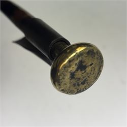 19th century library longarm or book picker, the cane with simulated finish, the brass top stamped A C Harris Leicester, L93cm


