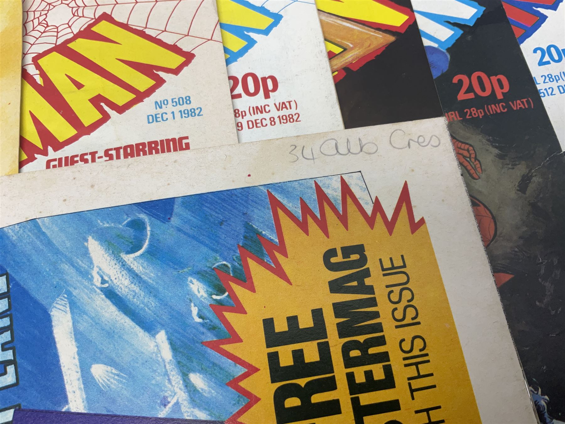 Spider-Man comics (1982-1985) nos 500-527, 529-535, 537-552, 579-602, 604-614, 620-626, and 628-631 (97)