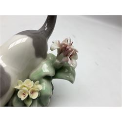 Six Lladro figures, comprising Naughty Dog no 4982, Best Friend 7620 and My Buddy no 7609, Kitty Confrontation no 1442, It Wasn't Me no 7672 and Rabbit Eating no 4772, three with original boxes, largest example H22cm