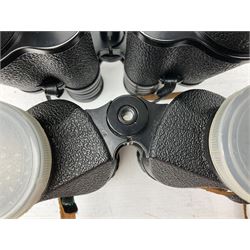 Twelve pairs of binoculars to include BWCF 7x35 Extra Wide Angle, Carl Zeiss Jena Delturis 8x24, Carl Zeiss Jena Jenoptem 8x30W, Chinon Countryman 10x50,  Ajax 8x30, Regent 16x50, etc,  some with cases