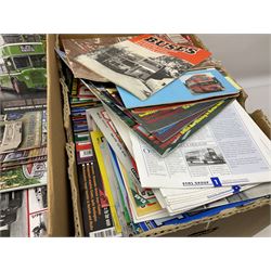 Collection of bus related magazines dating from the 1960s and later, to include Buses Illustrated Magazine, by Ian Allen, Bus & Coach Preservation magazine, Bus Fayre magazine, together with books relating to trans, railway interest etc in six boxes