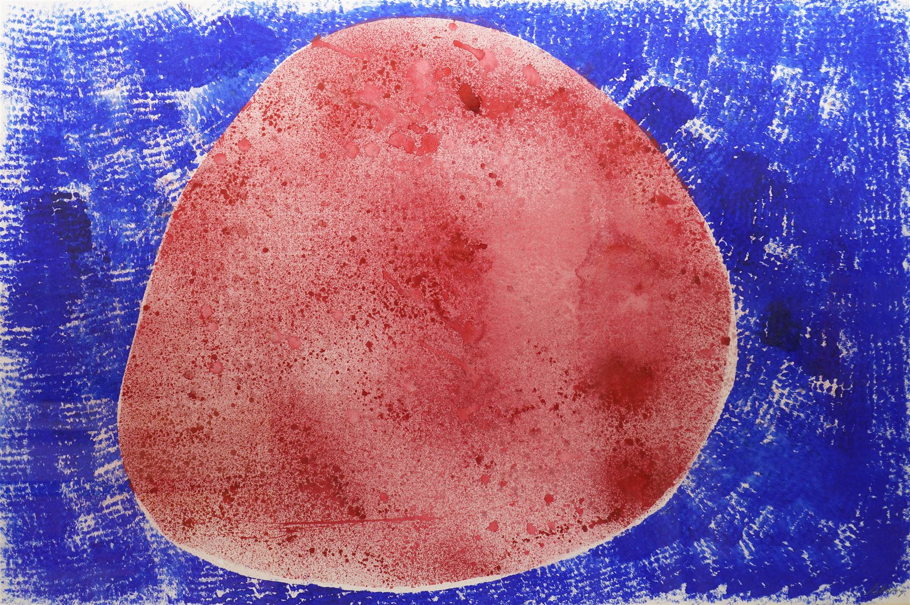 Gillian Ross Kelsey (British 1935-2025): 'Red Pebble', acrylic on paper unsigned 77cm x 116cm