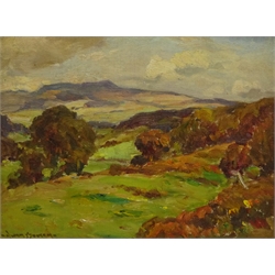  Owen Bowen (Staithes Group 1873-1967): Upland Landscape, oil on board signed 30cm x 40cm  DDS - Artist's resale rights may apply to this lot  
