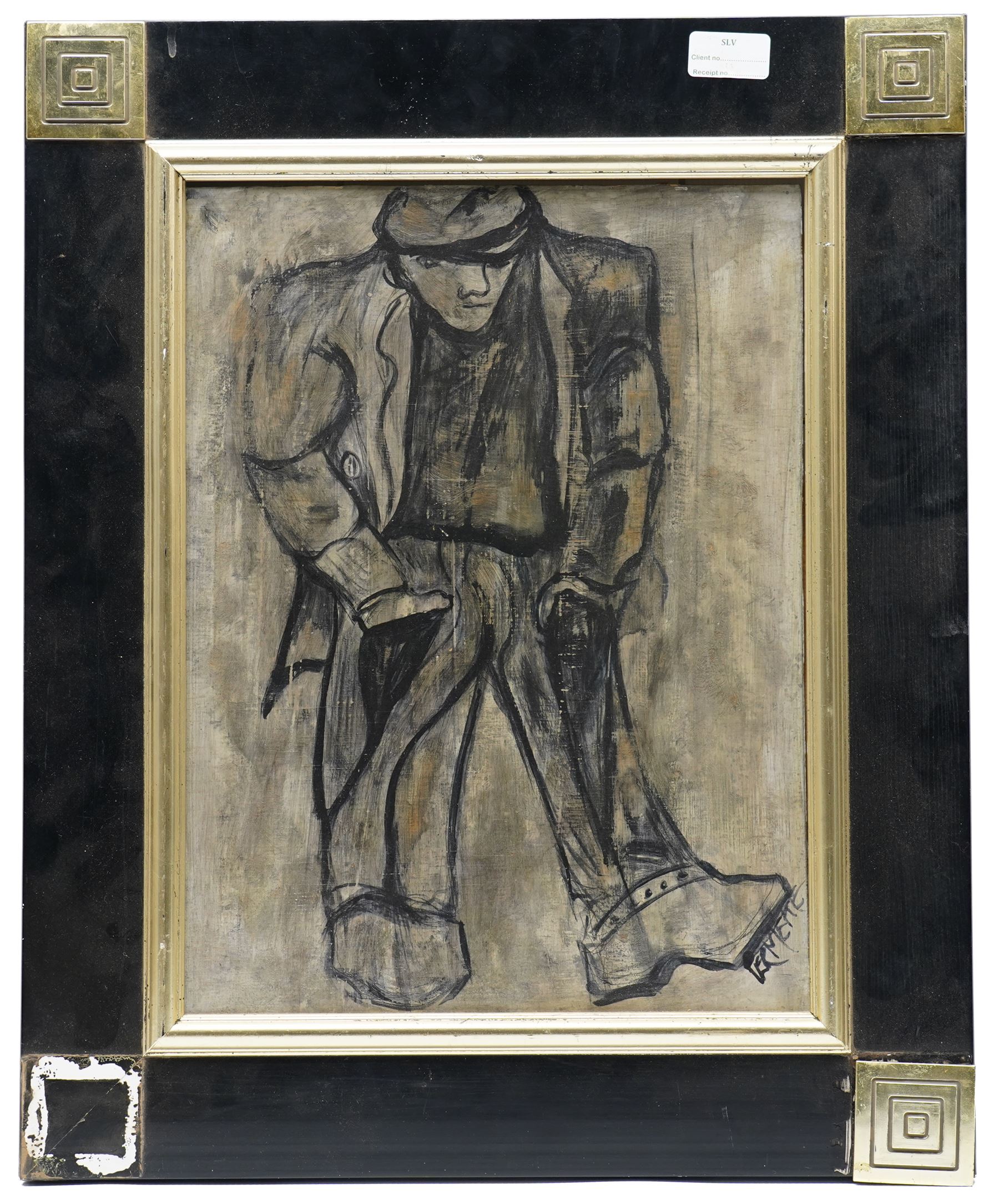 Attrib. Constant Permeke (Belgian 1886-1952): Man Walking, oil on board signed 39cm x 29cm