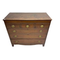 Early 19th century mahogany chest, fitted with two short over three long cock-beaded drawers, the facias with ebony stringing 