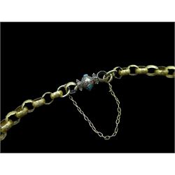 19th century 18ct gold fancy cable link necklace, with turquoise clasp