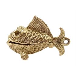 9ct gold fish and hook charm, hallmarked