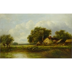 Joseph Thors (British 1843-1898): Landscape with Farmstead, oil on canvas signed 40cm x 60cm