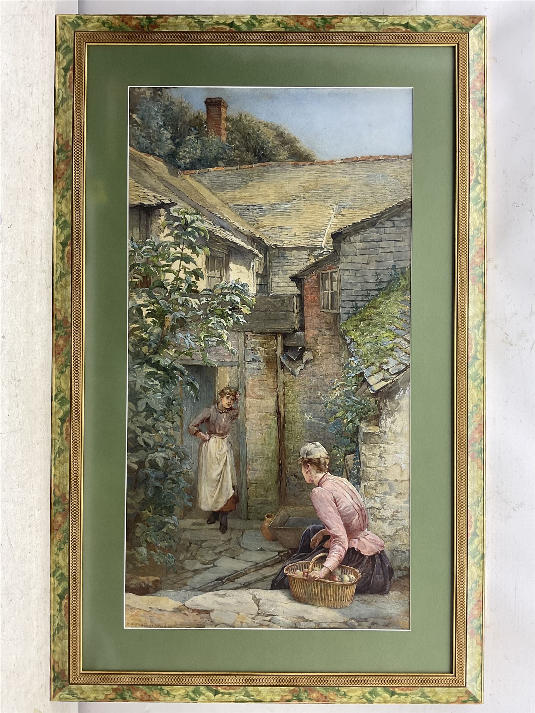 William Harris Weatherhead (British 1843-1903): Apple Picking, watercolour signed 80cm x 42cm 