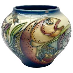 Moorcroft vase of ovoid form, decorated in the Trout pattern designed by Philip Gibson, with impressed and painted marks beneath, including date symbol for 2001, H10.5cm.