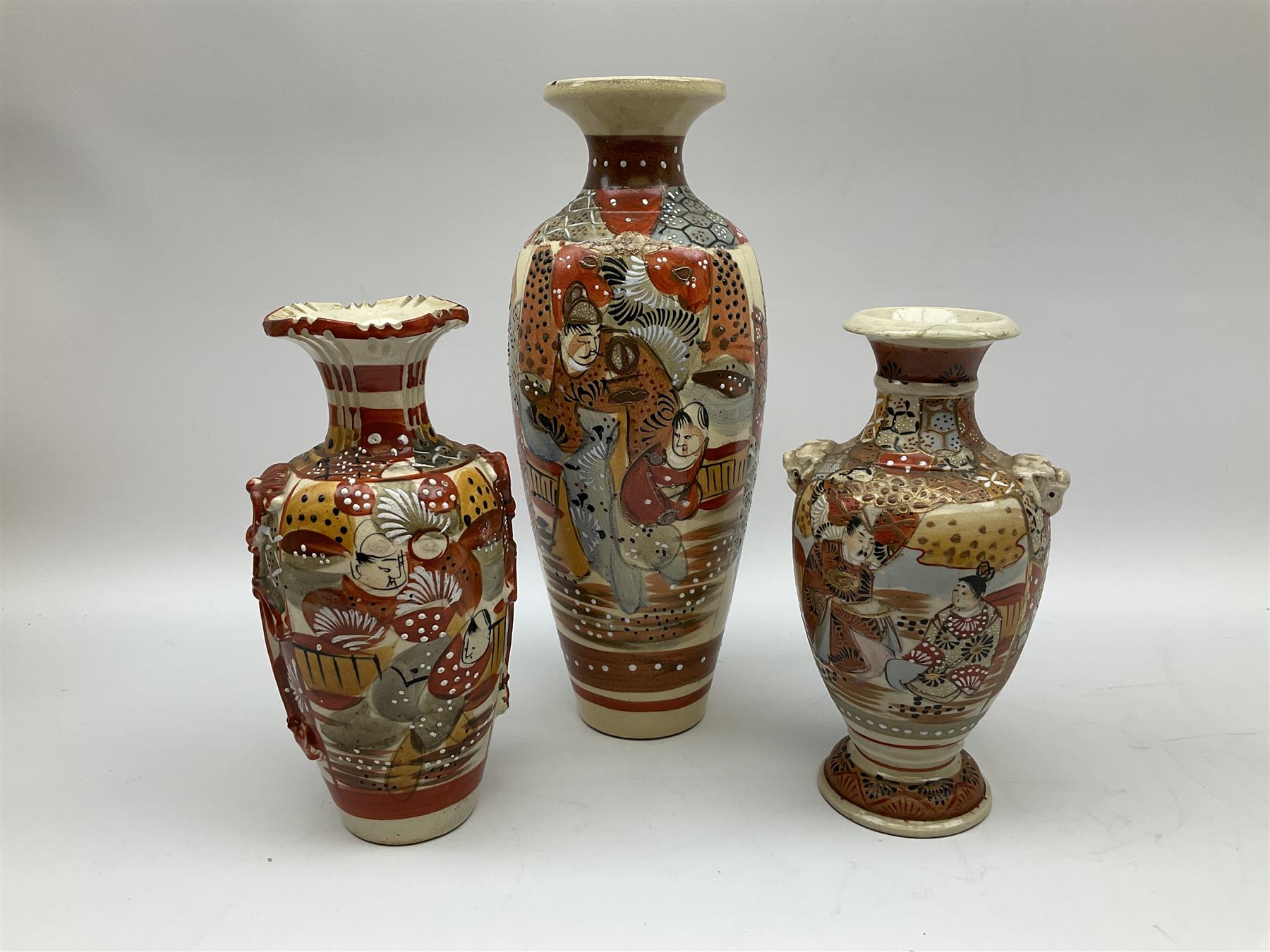 Collection of mostly Oriental ceramics, to include three 20th century Japanese Satsuma vases, two Japanese Imari plates, etc. 