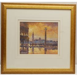 Robert Brindley (British 1949-): Venetian Sunset, oil on board signed 18cm x 22cm