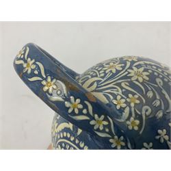 Swiss Thun pottery teapot and cover, decorated with edelweiss flowers, H16cm