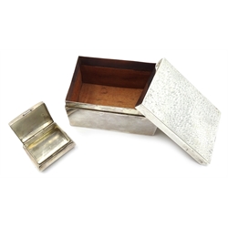  Silver box, sandalwood lined un-marked, 9cm, continental snuff box import marks, ink stand and weighted comport hallmarked (4)  