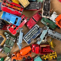 Collection of Matchbox Lesney diecast model vehicles, including buses, lorries, cars, cranes, etc, all loose and playworn