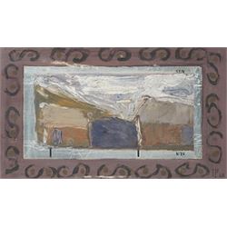 Ivan Peries (Sri Lankan 1921-1988 - Columbo '43 Group): Landscape with  Border, oil on foi...