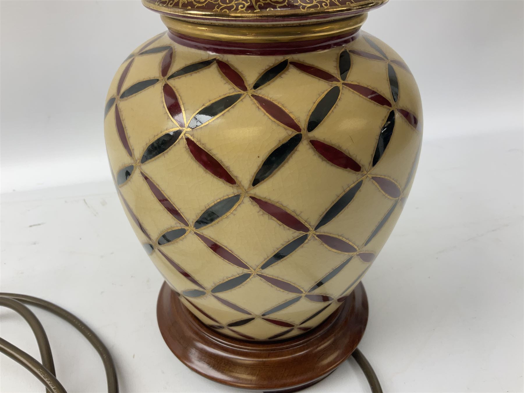 Rochamp Red Cross Stitch table lamp, with cream shade, excluding shade H32cm 