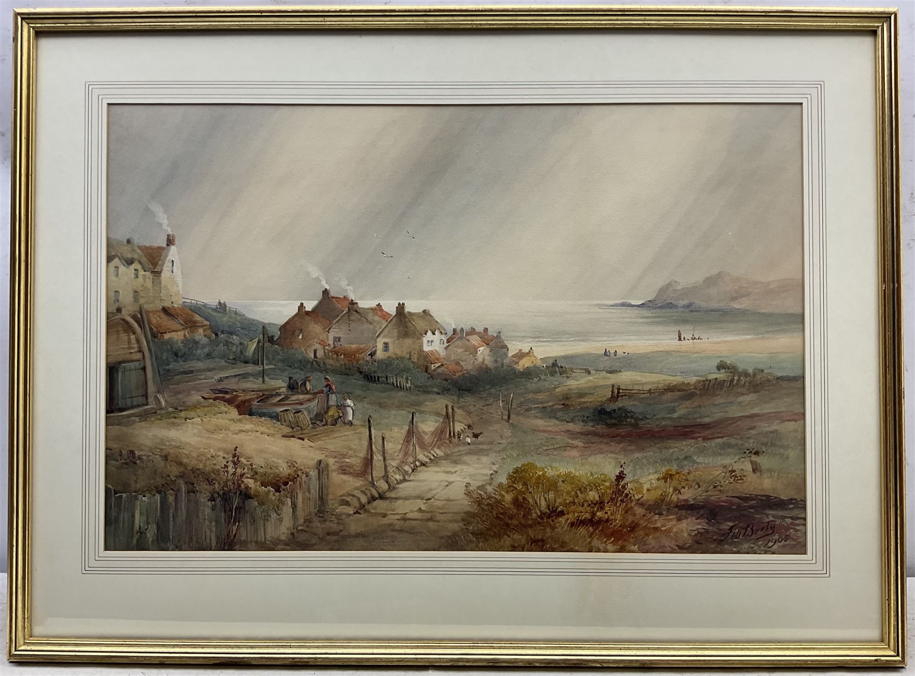 Frederick William Booty (British 1840-1924): Runswick Bay, watercolour signed and dated 1905, 44cm x 68cm