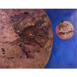 Kenneth Cozens (British 1920-2000): 'Genisis' and 'Red Planet', set of two oils on canvas signed and dated 1979, titled verso max 70cm x 91cm (2)