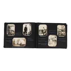 20th century photograph album belonging to Mr S. Wallis of Whitby, the photographs documenting his life on the sea, during his time in the Navy aboard MV Laurelwood and his return to Whitby, including the Japanese attack on Woosung China 1931, a lumber camp in Canada 1929, Timbi Island Santos 1929, whaling on board S.S Curacoa, Whitby railway strike 1927, Whitby Regatta 1958, etc