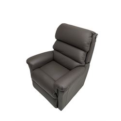 La-Z-boy - electric reclining armchair, upholstered in brown faux leather