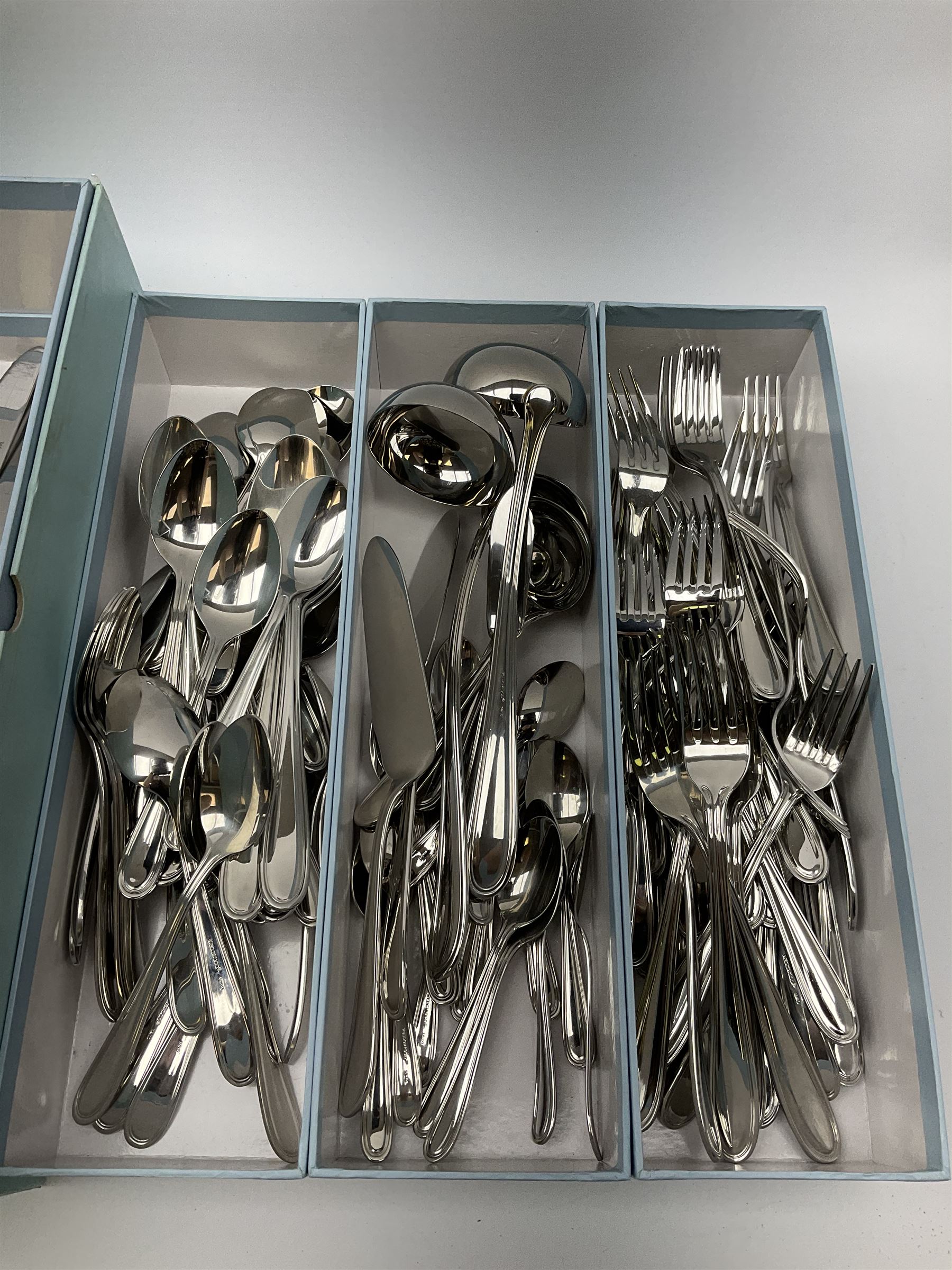 Wedgwood cutlery service, for sixteen with the exception of fifteen dinner knifes, twenty two small forks, and seventeen dessert spoons. 