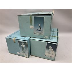 Three Lladro figures, comprising Pondering, no 5173, Nostalgia, no 5071 and Nature's Bounty, no 1417, all with original boxes, largest example H27cm