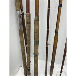 Collection of split cane and similar part fishing rods, etc