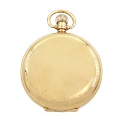 Early 20th century 9ct gold full hunter keyless lever pocket watch, white enamel dial with Roman numeral hour markers and subsidiary seconds dial, case by Aaron Lufkin Dennison, Birmingham 1927