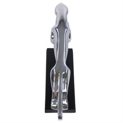 Reproduction chrome plate Jaguar car mascot upon a rectangular stand, L30cm