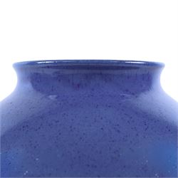 Moorcroft baluster vase, powder blue speckled ground, impressed factory mark beneath, H36cm