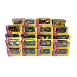 Matchbox Models of Yesteryear - two early models Y7-2 and Y12-1; and eighteen other models Y1-2, Y2-2, Y2-3, two x Y3-2, Y4-3, Y5-3, Y6-3, Y8-2, Y8-3, Y9-2, Y10-3, Y11-2, two x Y12-2, Y13-2, Y14-2 and Y16-2; all boxed (20)