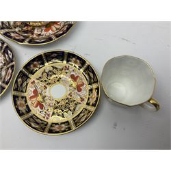 Six Royal Crown Derby cups and saucers all in imari pattern 2451, in various shapes  
