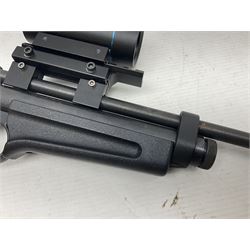 Crosman Model 2250B .22 cal. CO2 rifle, with PAO red dot sight and skeleton stock, serial no.221B76447, L77.5cm overall  NB: AGE RESTRICTIONS APPLY TO THE PURCHASE OF AIR WEAPONS.