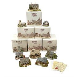 Eight Lilliput Lane models from the 'British Collection' to include six boxed and two loose examples, including 'Kenmore Cottage' and 'Hopcroft Cottage', some with deeds