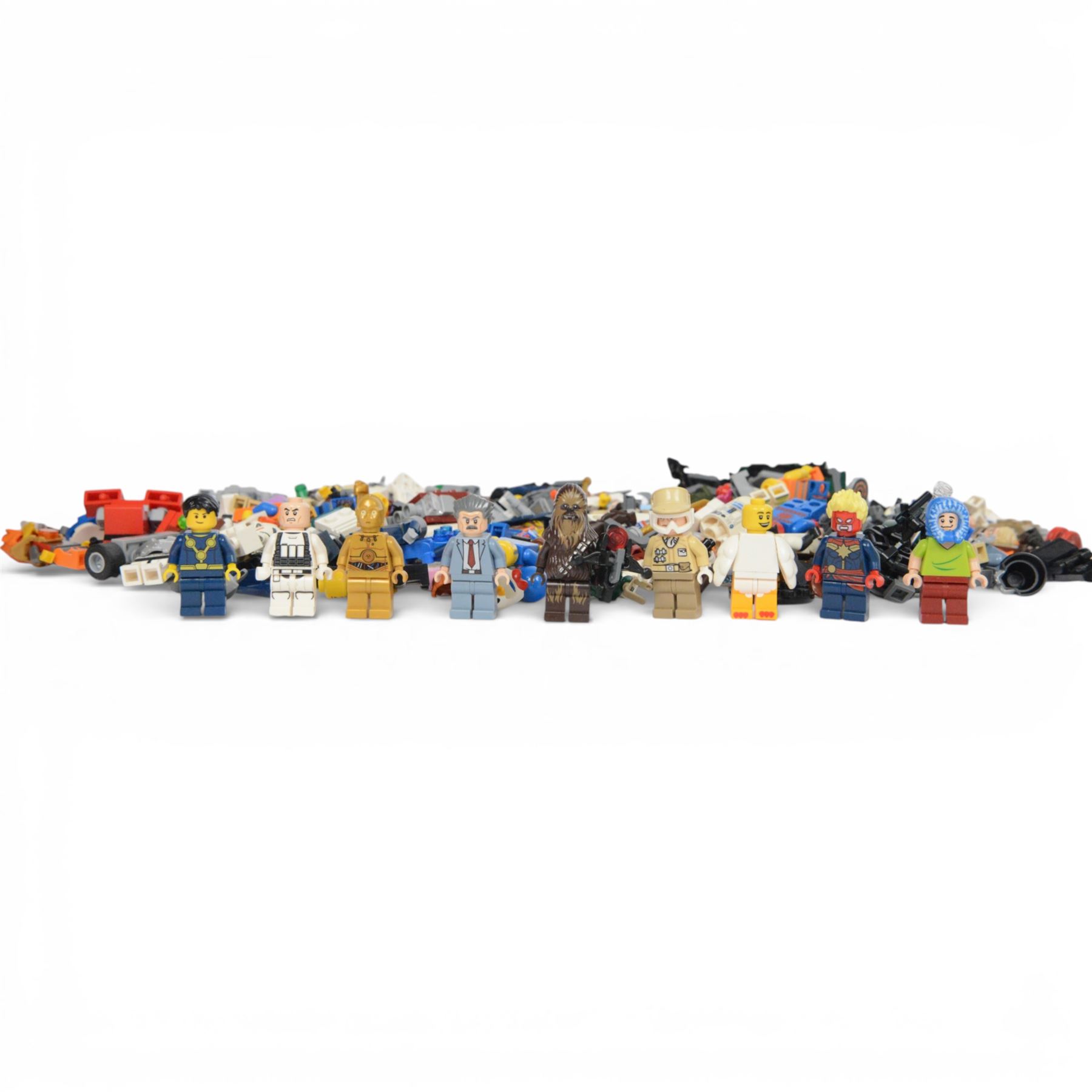 Collection of Lego Minifigures, Lego Dimensions figures and other accessories, including Star Wars, Lego Movie, DC Comics, Marvel characters etc