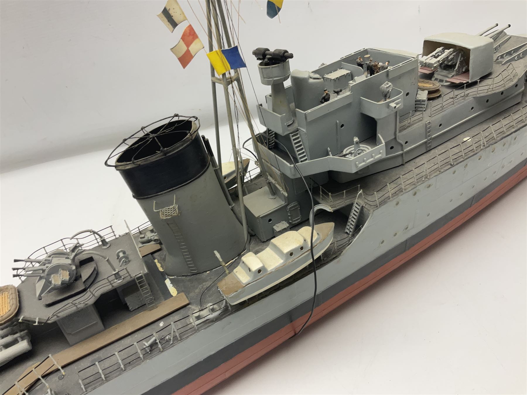 Model of the WWII K-Class Destroyer HMS Kelly, fitted with remote control equipment, untested (no controller), approximately L110cm