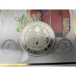 Three Queen Elizabeth II Tristan da Cunha silver proof coin covers, comprising 2021 'Royal Wedding Anniversary', 2022 'Queen Elizabeth II's Memorial Laurel' and 2022 'His Royal Highness Prince William The Duke of Cambridge', all in Harrington and Byrne folders