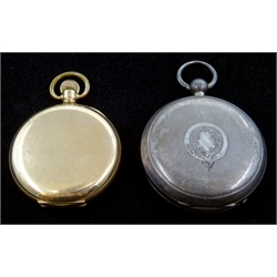  Victorian silver pocket watch, key wound by Waltham Mass, Birmingham 1876 and gold plated full hunter pocket watch by Waltham (2)  