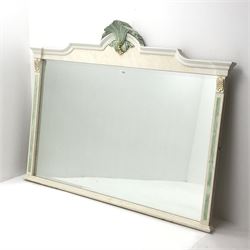 Italian style wall mirror with green marble finish, shell carved cresting rail, gilt acanthus scrolls