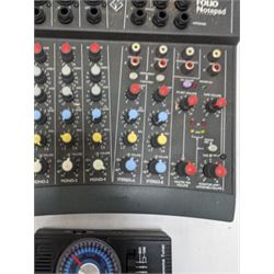 Spirit Folio Notepad mixer, together with a Roland pedal and a Suntech metronome tuner