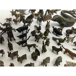Collection of miniature cold painted bronze and similar animals, to include birds, sheep, horses etc 