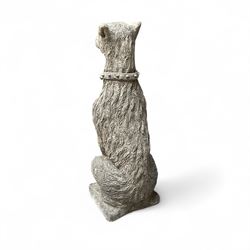 Large cast stone Deer Hound on square plinth base