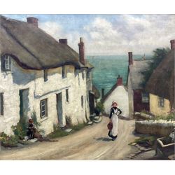 Cornish School (19th/20th century): Barn Hill - Cadgwith Cove, oil on canvas unsigned 50cm x 60cm