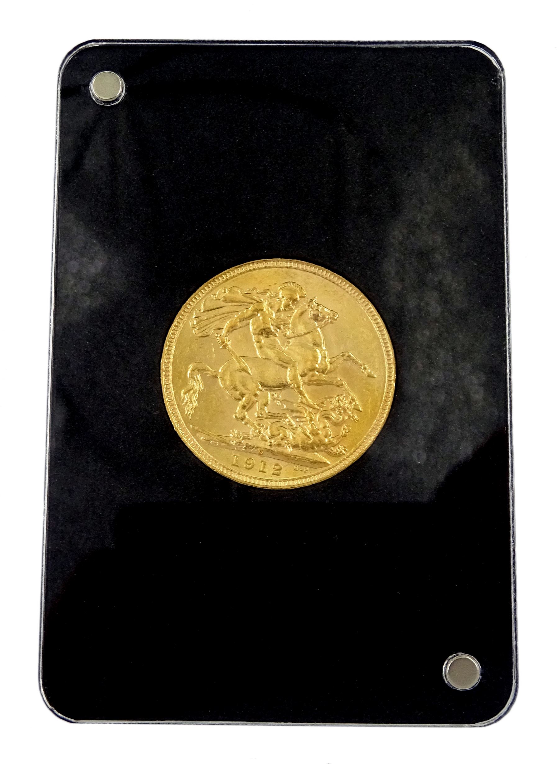 King George V 1912 gold full sovereign coin, Sydney mint, cased