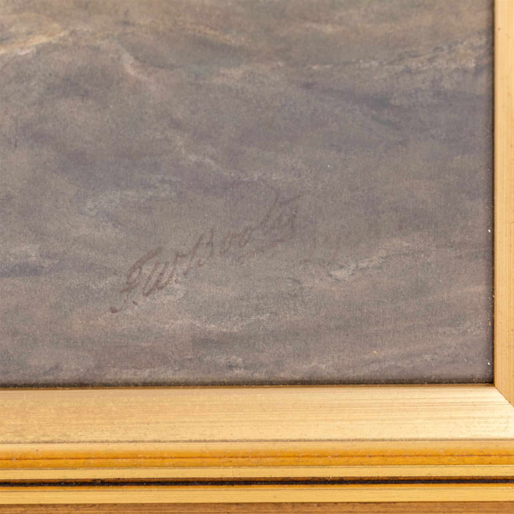 Frederick William Booty (British 1840-1924): Whitby Piers in Stormy Seas, watercolour signed 56cm x 84cm