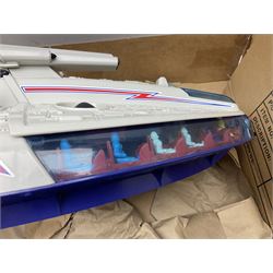 Two 1980s Bluebird Manta Force spaceship playsets - Red Venom and Entire Space Battle Force in one Gigantic Ship; both boxed with instructions.; and quantity of spare figures