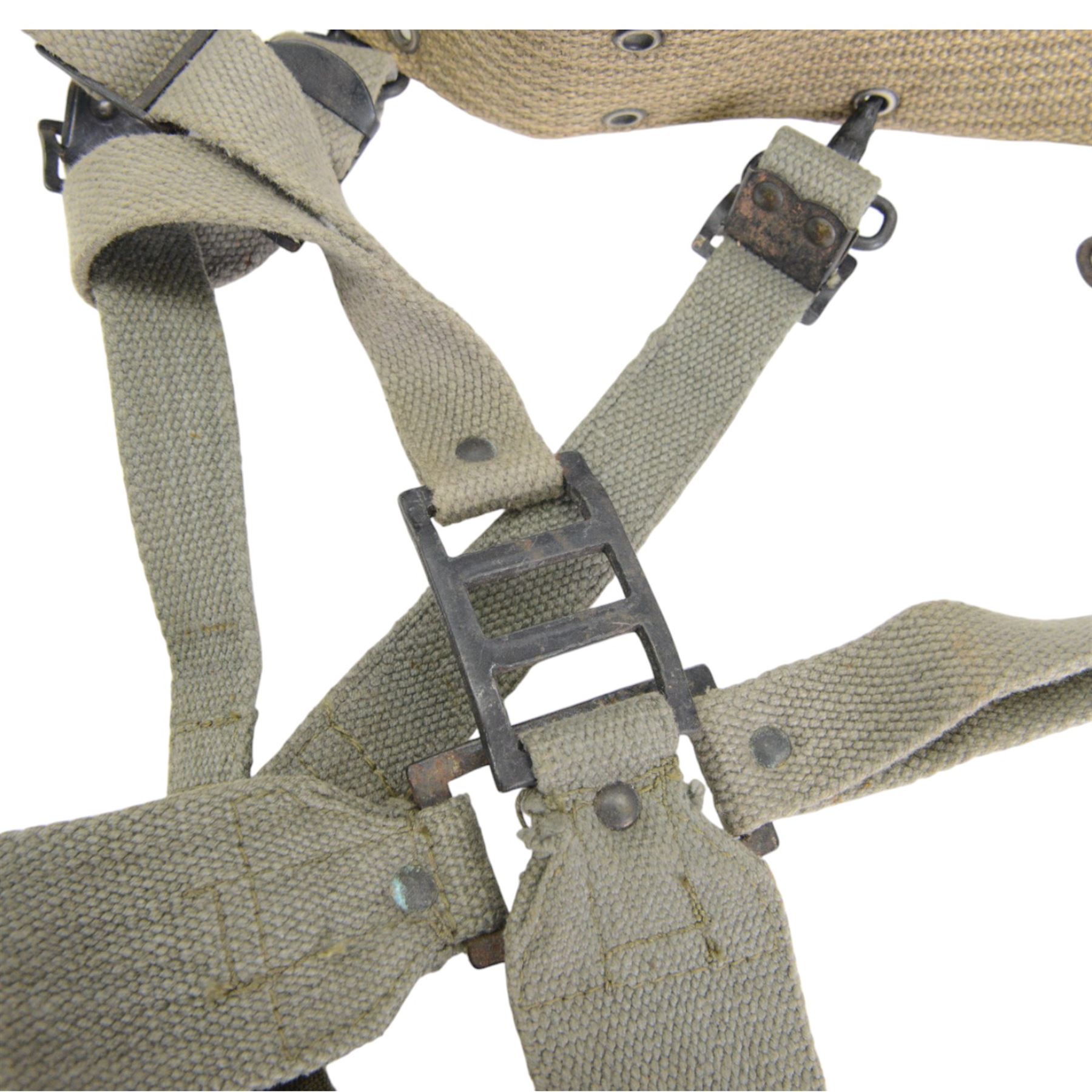 Indochine period French webbed belt and Y strap 